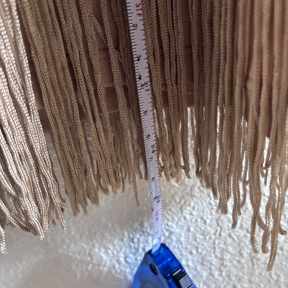 Flapper Fringe Tiered Dress Women Size L Nude Retro Dancing 20s Inspired - Picture 9 of 10